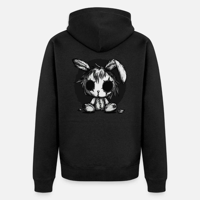 Mignon lapin effrayant - Veste à capuche bio Premium Unisexe - noir