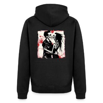 Ewige Rock'n Roll Liebe - Unisex Premium Bio Zip Hoodie - Schwarz - Hinten - Nico (187cm)
