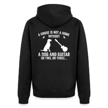 Gitarrist und Hundeliebhaber - Unisex Premium Bio Zip Hoodie - Schwarz - Hinten - Nico (187cm)