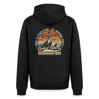 Vintage Born in 1989 | 36th Anniversary Gift 1989 - Unisex Premium Organic Zip Hoodie - black - Back - Nico (187cm)