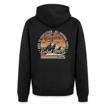 Vintage Né en 2015 | 10e Anniversaire Cadeau 2015 - Veste à capuche bio Premium Unisexe - noir - Dos - Nico (187cm)
