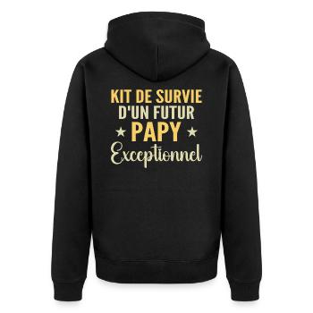 Kit De Survie Futur Papy Cadeau personnalisé - Veste à capuche bio Premium Unisexe - noir - Dos - Nico (187cm)