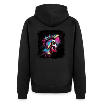 Punk Zombie Mohawk - Unisex Premium Bio Zip Hoodie - Schwarz - Hinten - Nico (187cm)