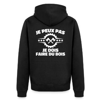 J peux pas je dois Faire Du Bois,papa forestier - Veste à capuche bio Premium Unisexe - noir - Dos - Nico (187cm)