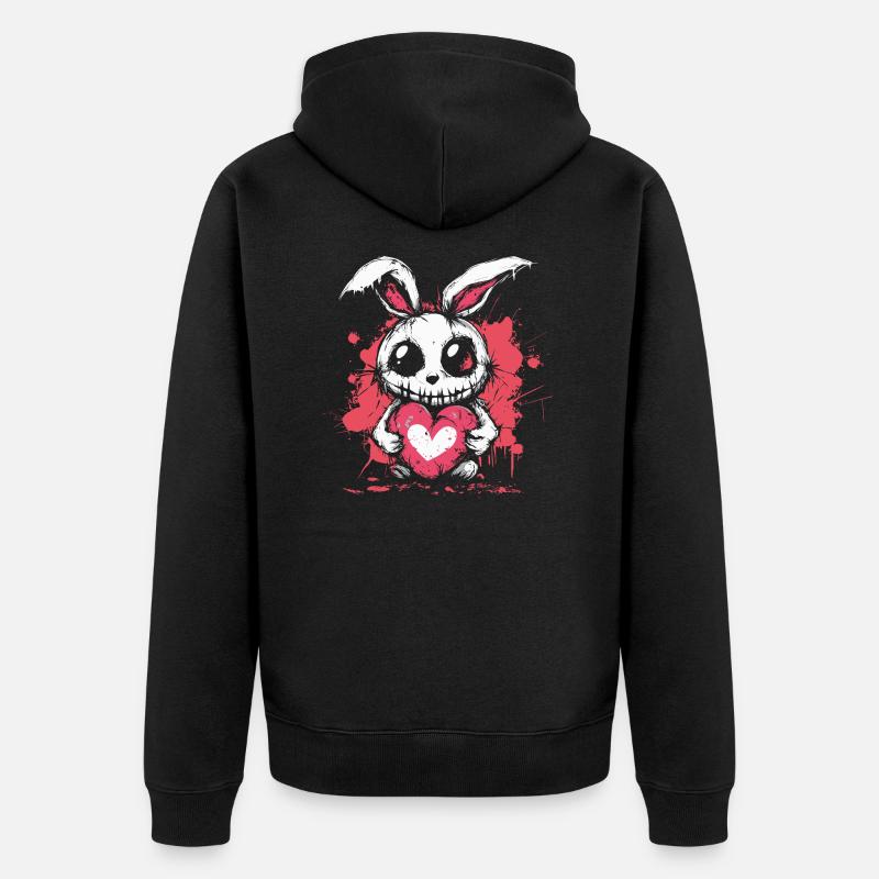 Mignon lapin effrayant - Veste à capuche bio Premium Unisexe - noir
