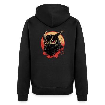 Eule - Unisex Premium Bio Zip Hoodie - Schwarz - Hinten - Nico (187cm)