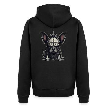 Bouledogue français gothique - Veste à capuche bio Premium Unisexe - noir - Dos - Nico (187cm)