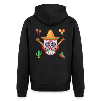 Mandala skull celebrating Spanish holidays - Unisex Premium Organic Zip Hoodie - black - Back - Nico (187cm)