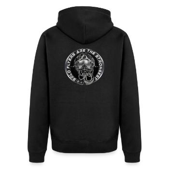 Fighterjet Pilot Helmet Sticker - Unisex Premium Organic Zip Hoodie - black - Back - Nico (187cm)