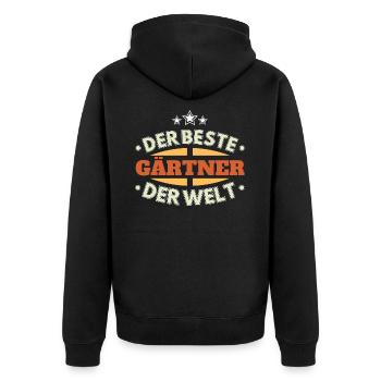 Der Beste Gärtner der Welt - Unisex Premium Bio Zip Hoodie - Schwarz - Hinten - Nico (187cm)