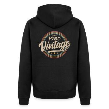 1980er Jahre Vintage 1980er Jahre Geburtstagsgeschenk - Retro Stil 1980er Jahre - Unisex Premium Bio Zip Hoodie - Schwarz - Hinten - Nico (187cm)