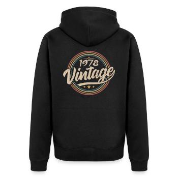 1978 Vintage 1978 Geburtstagsgeschenk - Retro Stil 1978 - Unisex Premium Bio Zip Hoodie - Schwarz - Hinten - Nico (187cm)