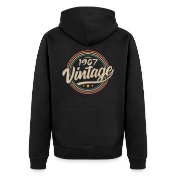 1967 Vintage 1967 Geburtstagsgeschenk - Retro Stil 1967 - Unisex Premium Bio Zip Hoodie - Schwarz - Hinten - Nico (187cm)