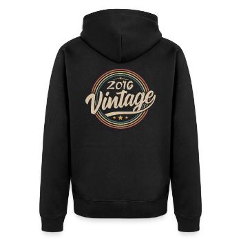 2016 Jahrgang 2016 Geburtstagsgeschenk - Retro Stil 2016 - Unisex Premium Bio Zip Hoodie - Schwarz - Hinten - Nico (187cm)