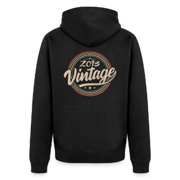 2013 Vintage 2013 Geburtstagsgeschenk - Retro Stil 2013 - Unisex Premium Bio Zip Hoodie - Schwarz - Hinten - Nico (187cm)