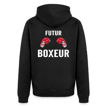 Future Boxer - Unisex Premium Organic Zip Hoodie - black - Back - Nico (187cm)
