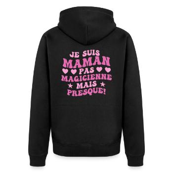 Mama statt Zauberin, Geschenkidee zum Muttertag - Unisex Premium Bio Zip Hoodie - Schwarz - Hinten - Nico (187cm)