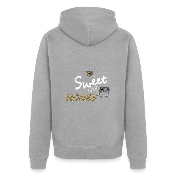 SWEET LIKE HONEY - Unisex Premium Bio Zip Hoodie - Grau meliert - Hinten - Nico (187cm)