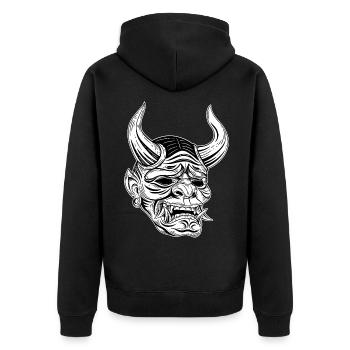 Schädel Skull Horror Skelett Halloween Geisha - Unisex Premium Bio Zip Hoodie - Schwarz - Hinten - Nico (187cm)