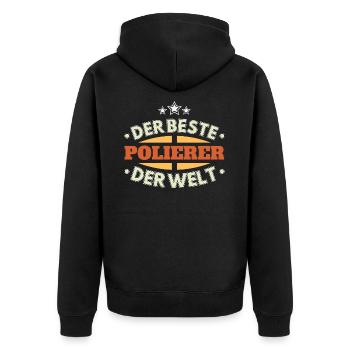 Der Beste Polierer der Welt - Unisex Premium Bio Zip Hoodie - Schwarz - Hinten - Nico (187cm)