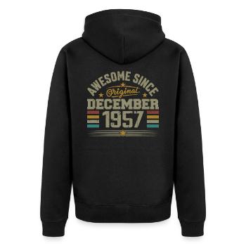 December 1957 - December 1957 Birthday Gift - Unisex Premium Organic Zip Hoodie - black - Back - Nico (187cm)