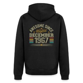 Dezember 1967 - Dezember 1967 Geburtstagsgeschenk - Unisex Premium Bio Zip Hoodie - Schwarz - Hinten - Nico (187cm)