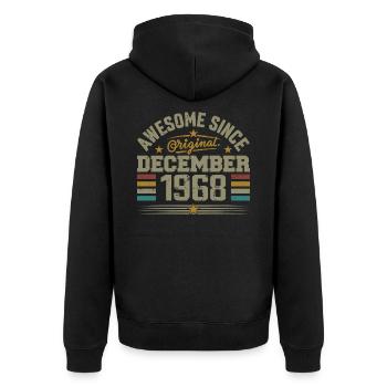 Dezember 1968 - Dezember 1968 Geburtstagsgeschenk - Unisex Premium Bio Zip Hoodie - Schwarz - Hinten - Nico (187cm)