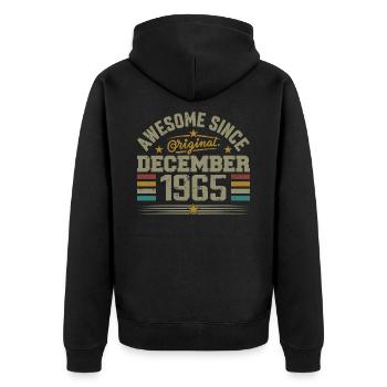 Décembre 1965 - Cadeau Anniversaire December 1965 - Veste à capuche bio Premium Unisexe - noir - Dos - Nico (187cm)