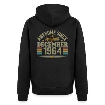 Dezember 1964 - Dezember 1964 Geburtstagsgeschenk - Unisex Premium Bio Zip Hoodie - Schwarz - Hinten - Nico (187cm)