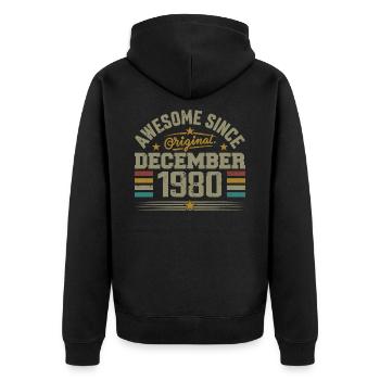 December 1980 - December 1980 Birthday Gift - Unisex Premium Organic Zip Hoodie - black - Back - Nico (187cm)