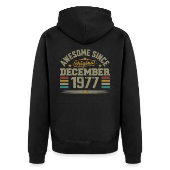 December 1977 - December 1977 Birthday Gift - Unisex Premium Organic Zip Hoodie - black - Back - Nico (187cm)