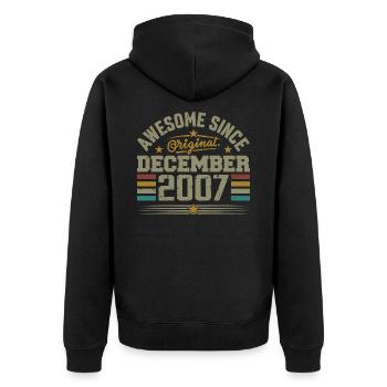 Dezember 2007 - Dezember 2007 Jubiläumsgeschenk - Unisex Premium Bio Zip Hoodie - Schwarz - Hinten - Nico (187cm)
