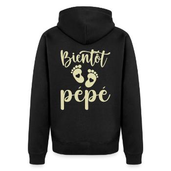 Bientôt pépé - Veste à capuche bio Premium Unisexe - noir - Dos - Nico (187cm)