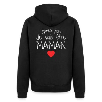 Maman / Fête des Mère / Enfant / Mere / Bébé - Veste à capuche bio Premium Unisexe - noir - Dos - Nico (187cm)
