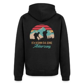 ICH KENN DA EINE .... Wandern - Retrocolor - Unisex Premium Bio Zip Hoodie - Schwarz - Hinten - Nico (187cm)