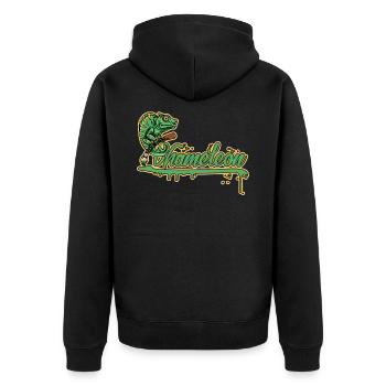 Natures Art Chamäleon Urban Reptile Besitzer - Unisex Premium Bio Zip Hoodie - Schwarz - Hinten - Nico (187cm)