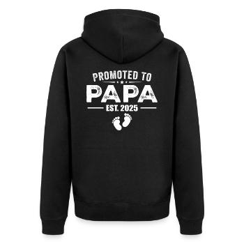 Befördert zum Papa Est 2025 Lustig für den neuen Papa - Unisex Premium Bio Zip Hoodie - Schwarz - Hinten - Nico (187cm)