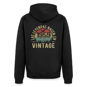 Legenden werden geboren 1959 Geburtstagsgeschenk 1959 - Unisex Premium Bio Zip Hoodie - Schwarz - Hinten - Nico (187cm)