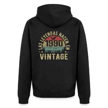 Legenden werden geboren 1990 Geburtstagsgeschenk 1990 - Unisex Premium Bio Zip Hoodie - Schwarz - Hinten - Nico (187cm)
