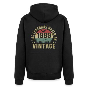 Legenden sind geboren 1989 Geburtstagsgeschenk 1989 - Unisex Premium Bio Zip Hoodie - Schwarz - Hinten - Nico (187cm)