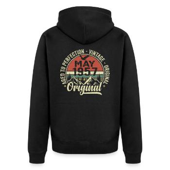 Mai 1957 Geburtstag Mai 1957 Mai 1957 - Unisex Premium Bio Zip Hoodie - Schwarz - Hinten - Nico (187cm)