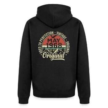 May 1968 Birthday May 1968 May 1968 - Unisex Premium Organic Zip Hoodie - black - Back - Nico (187cm)