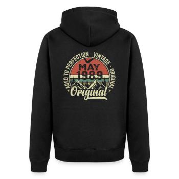 May 1989 Birthday May 1989 May 1989 - Unisex Premium Organic Zip Hoodie - black - Back - Nico (187cm)