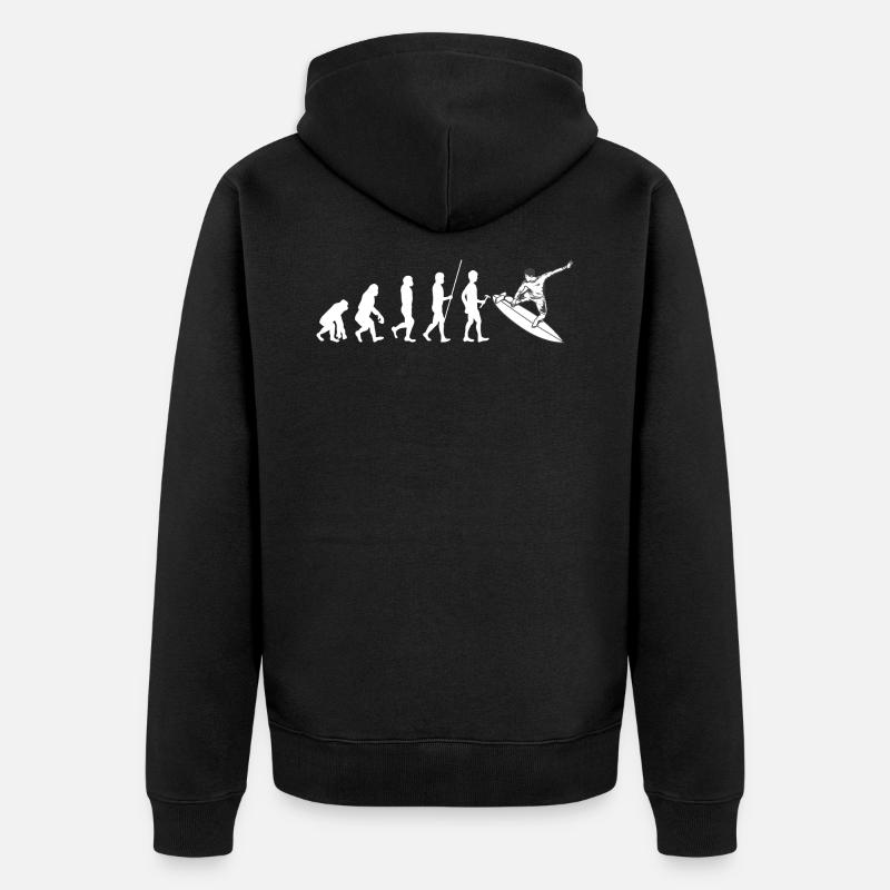 Evolution Surfer - Unisex Premium Bio Zip Hoodie - Schwarz