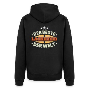 Der Beste Lackierer der Welt - Unisex Premium Bio Zip Hoodie - Schwarz - Hinten - Nico (187cm)