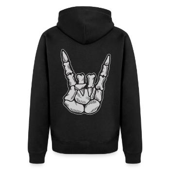 Werten Sie Ihren Stil mit ikonischer - Unisex Premium Bio Zip Hoodie - Schwarz - Hinten - Nico (187cm)