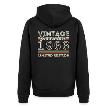 Vintage December 1966 - 59th Anniversary December - Unisex Premium Organic Zip Hoodie - black - Back - Nico (187cm)