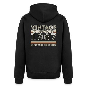 Vintage Décembre 1967 - 58e Anniversaire Décember - Veste à capuche bio Premium Unisexe - noir - Dos - Nico (187cm)