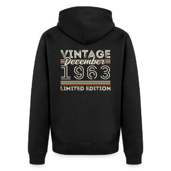 Vintage December 1963 - 62nd Birthday December - Unisex Premium Organic Zip Hoodie - black - Back - Nico (187cm)
