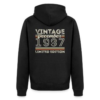 Vintage December 1987 - 38th Anniversary December - Unisex Premium Organic Zip Hoodie - black - Back - Nico (187cm)